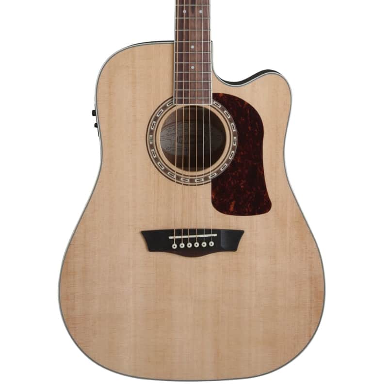 Washburn D10SCE Heritage 10 Series Dreadnought Cutaway Acoustic Electric Guitar. Natural image 1