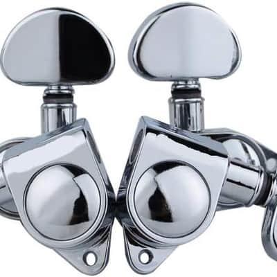 Guitar Machine Heads (3L + 3R Handed) – 1:21 Sealed Tuners Tuning Key Pegs with Big handle Replacement for Electric, Folk or Acoustic Guitars – Chrome, image 3
