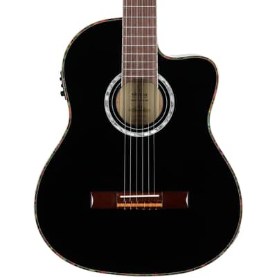 Ortega RCE141 Classical Acoustic-Electric Guitar (with Gig Bag), Black, Open Box (Very Good) image 5