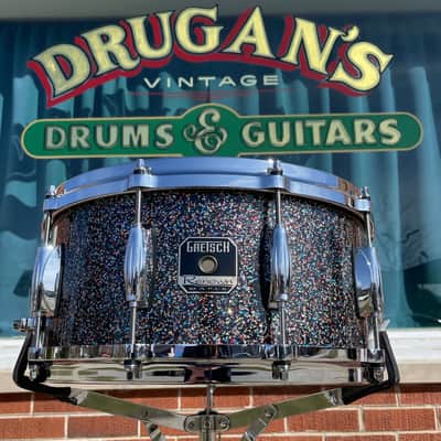 Gretsch 1 of 1 Renown Maple 6.5x14 Snare Drum Peacock Black Galaxy Sparkle image 1
