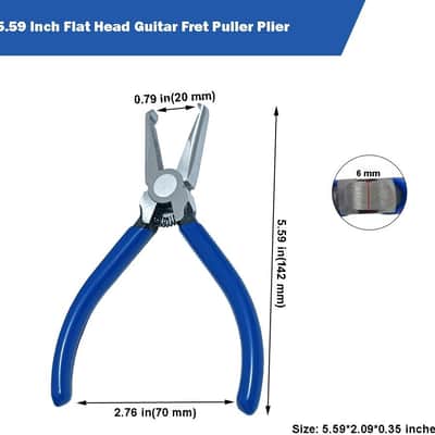 Fret Removal Pliers,Flat Head Guitar Fret Puller Tool with Blue Rubber Coating,Fret Wire Pliers for Acoustic Eelectric Guitar Bass image 2