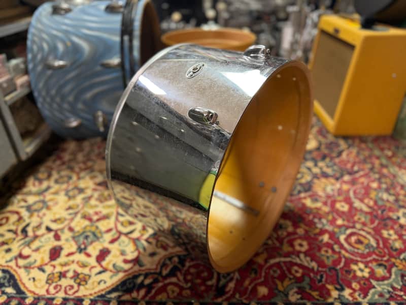 1970 Slingerland 10x18 Concert Tom / Bass Drum in Chrome over Wood image 1