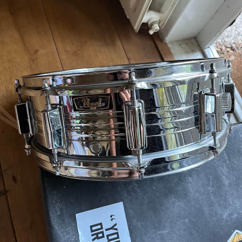 Vintage 1970s Pearl Model B4514 Chrome Over Brass Snare Drum (Stewart Copeland) 5 x 14 image 1