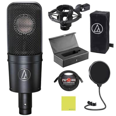 Mint Liquid Audio Audio Technica AT4040 Cardioid Condenser MicrophoneBundle w/Pig Hog PHM10 8mm Mic Cable, Pop Filter Polishing Cloth image 1