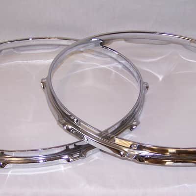 Immagine 14" Chrome Over Steel 10 Lug Triple Flanged Snare Drum Hoop Set - 2