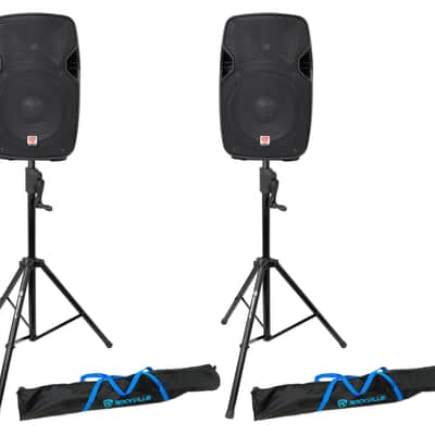 (2) Rockville SPGN104 10" Passive 800W DJ PA Speakers+Crank-Up Speaker Stands image 1