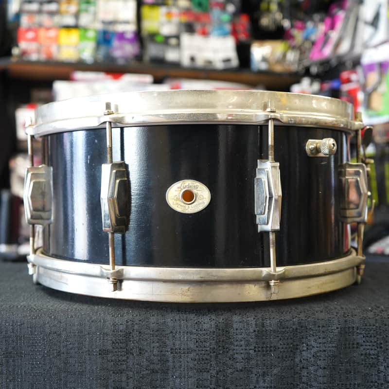 Vintage 1950s Ludwig & Ludwig USA Maple/Poplar 6.5x14" Snare Drum - Black Lacquer Finish image 1
