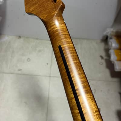 Stainless steel 24fret Roasted flame Maple Electric Guitar Neck Satin Bone nut image 8