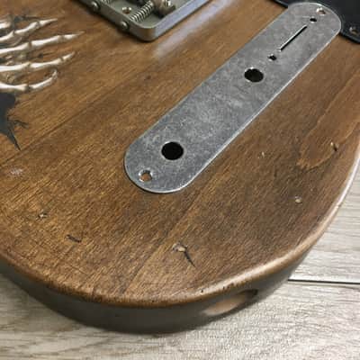 FRANCHIN Mars guitar body Aged Laser-cut Skulls drawings Natural Alder Halloween T-Style Made in Italy - Stock piece #19571024 image 8