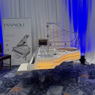 (New) PIANOLI Crystal Acrylic Grand Piano w/QRS PNO4 Player & LED Case. Transparent / Clear Cabinet. Luxury Player Piano. image 3