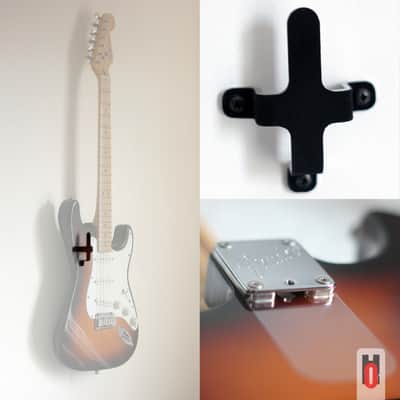 Patented invisible guitar wall hanger compatible FenderÂ® with rectangular plate - 3 kits image 2