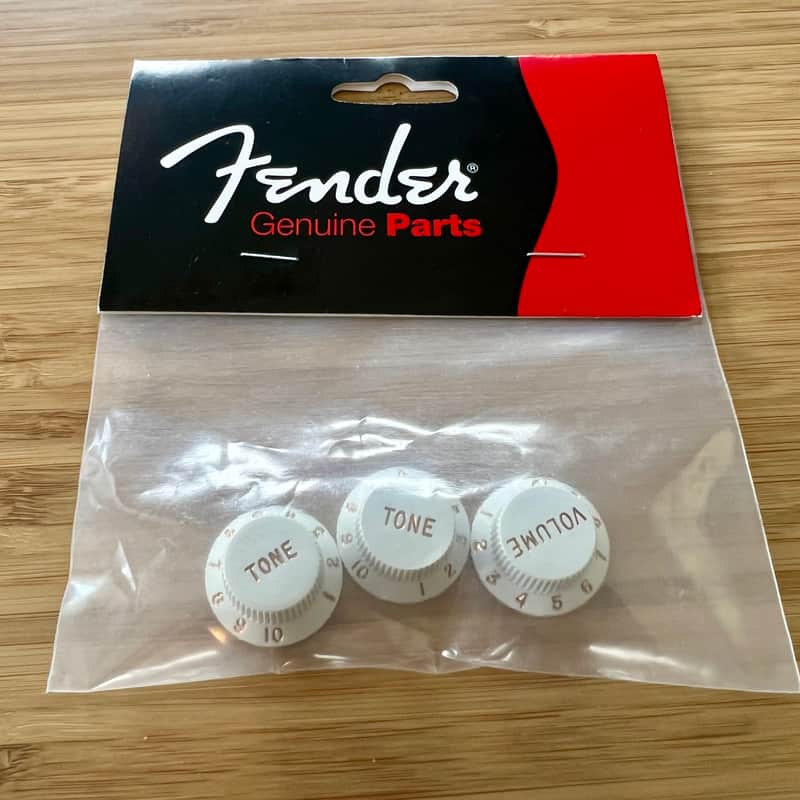 Fender Stratocaster Volume Tone Knobs White image 1