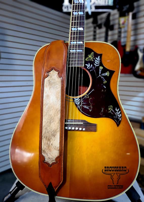 The Prairie Gold - Handcrafted Full-Grain Leather Guitar Strap with Hair-on Cowhide image 1
