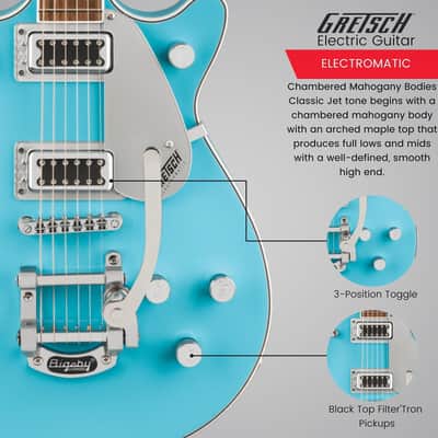 Gretsch G5232T Electromatic Double Jet FT Kailani Blue Electric Guitar Bundle image 4