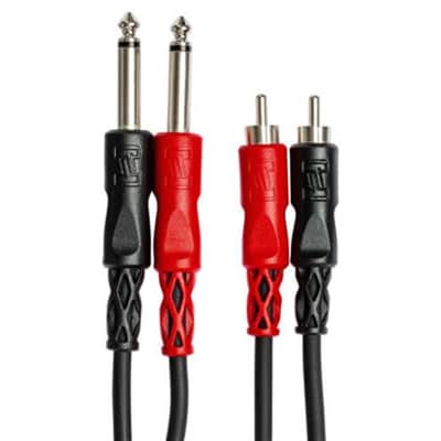 Hosa CPR-203 Stereo Interconnect Cable, Dual 1/4" TS to Dual RCA - 3M image 1