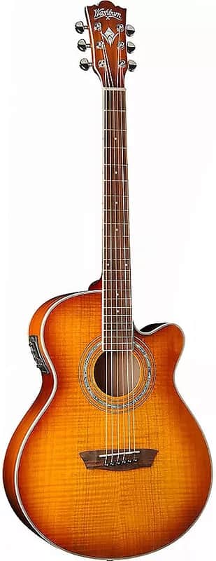 Washburn EA15ITB Mini Jumbo Cutaway Flame Maple Top Mahogany Neck 6-String Acoustic-Electric Guitar image 1