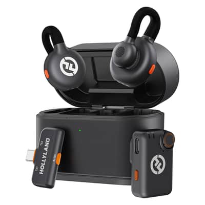 Hollyland LARK M2S Mini Combo 2-Person Wireless Microphone System - Universal Compatibility (2.4 GHz, Space Gray) + Vivitar compact Selfie Video Tripod + 16GB Transcend MicroSD Memory Card with Adapter image 2