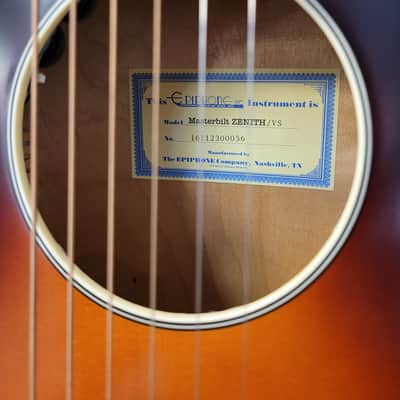 Epiphone Masterbilt Century Collection Zenith Acoustic/Electric Guitar 2010s - Vintage Sunburst image 4