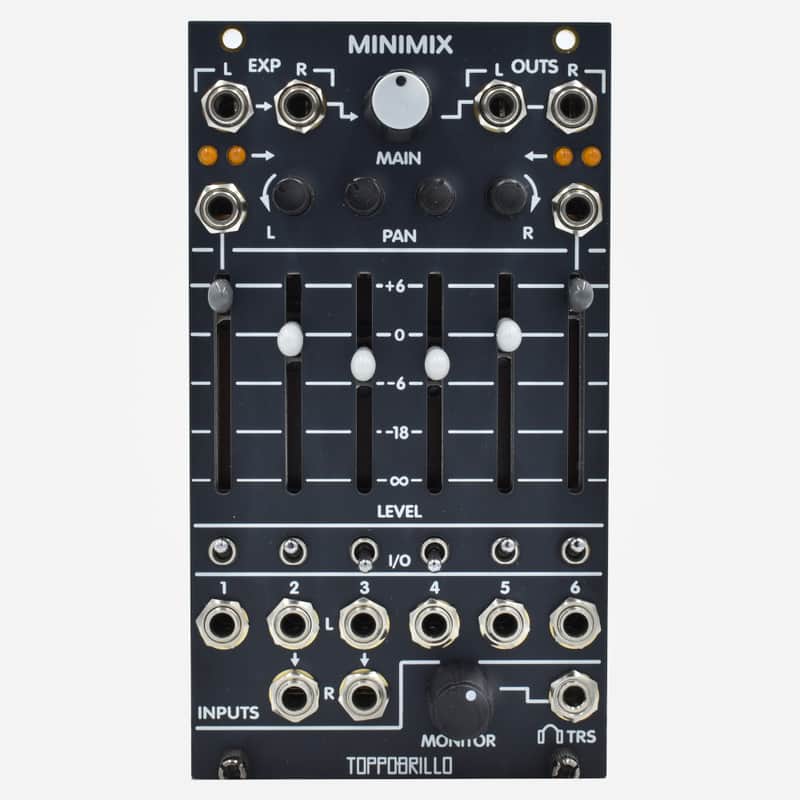 Toppobrillo MiniMix (Black) Eurorack Compact Expandable 6-Channel Stereo Mixer with Mutes and Headphone Output image 1