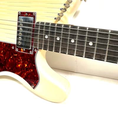 Electric sitar tele style with sympathetic strings Dronemaster 2023 - Olympic White image 6