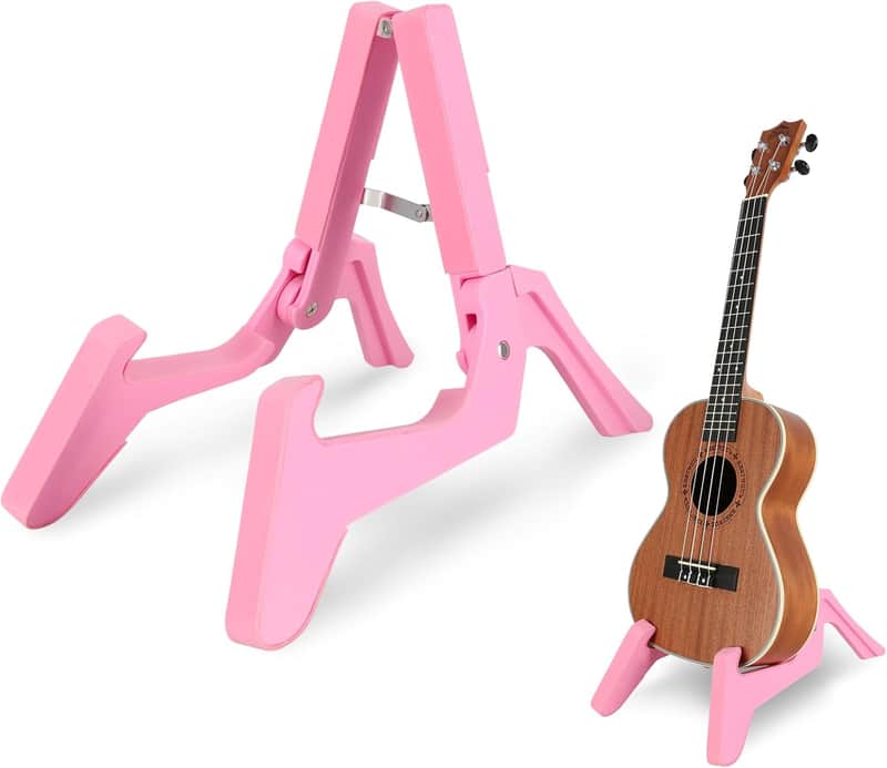 Folding Ukulele Stand ABS Stand for Mandolins/Violins Adjustable Portable Instrument Stand for Ukulele Accessories (Pink) image 1