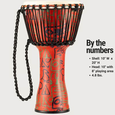 Meinl Percussion PADJ1-M-G 10" Travel Series Djembe, Synthetic Shell & Goat Head, Pharaoh's Script image 6