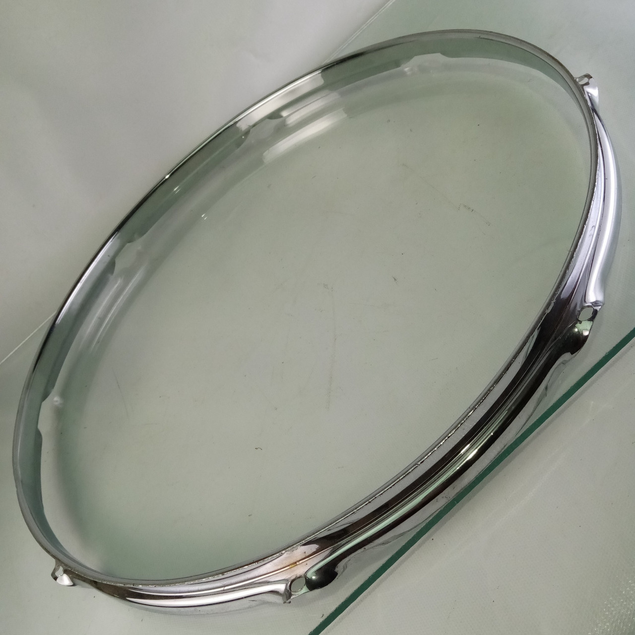 Ludwig 17"BRASS Tenor Tom Drum Batter Rim/Hoop 8Lug Triple-Flange Chrome COB 60s — main photograph