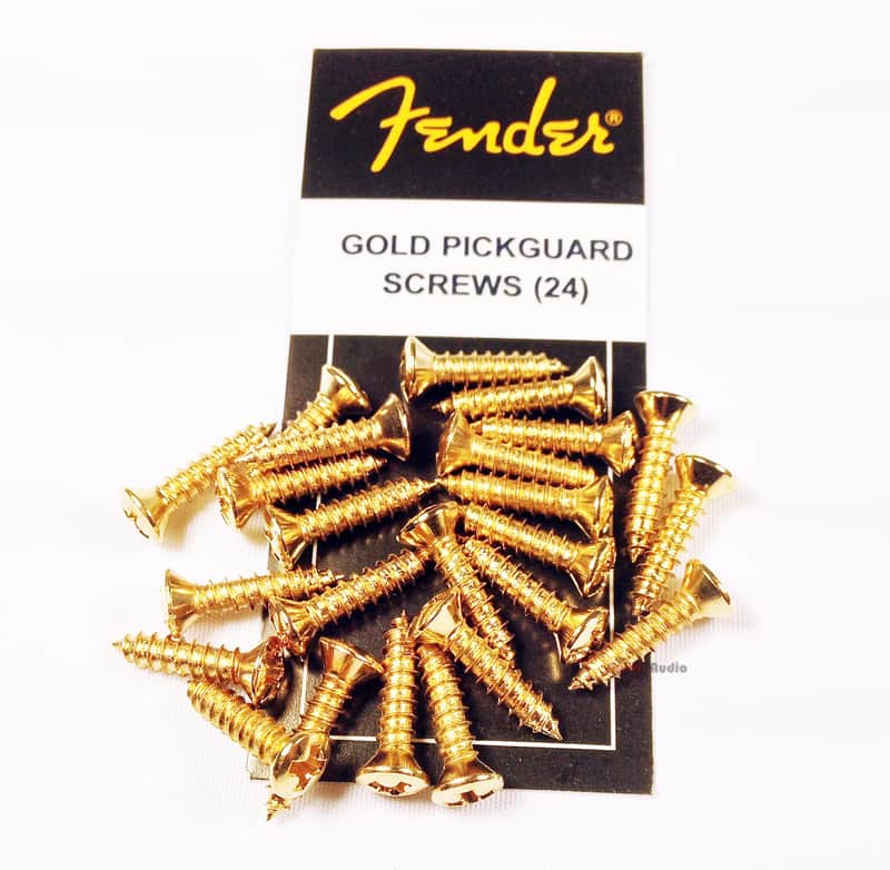 Genuine Fender Guitar GOLD Pickguard Mounting Screws - Package of 24 image 1