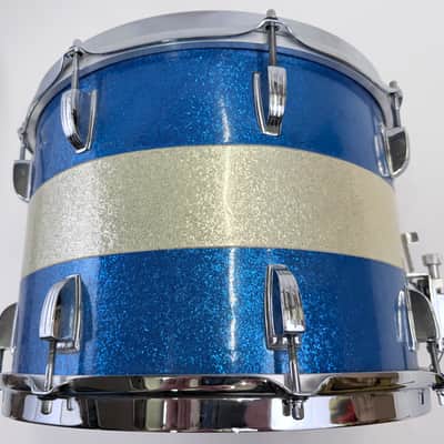 Ludwig 1960s 10x14" Snare Drum, 8-Lug Keystone Badge 1960s - Blue / Silver Sparkle image 5