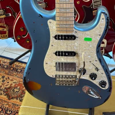 Vintage Guitars 30th Anniversary V6 Strat Overspray Relic Super Flame Neck Lake Placid Gun Hill Blue (Serial Number : M2024090909) image 4