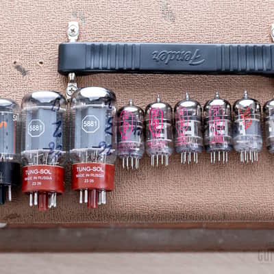 1961 Fender Super Vintage Tube Amp Pre-CBS Brown Panel 2x10 Jensen Vibranto, 6G4 image 21