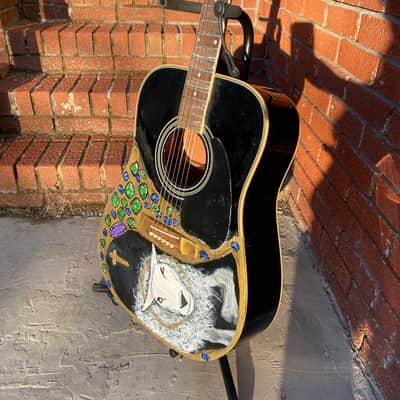 Custom Hand Painted Ibanez Deadnaught Guitar with Medieval Angus Dei Lamb of God design image 5