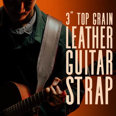 Levy's Levy's Leathers Best-Selling 3" Wide Amped Leather Series Acoustic Guitar Strap with Foam Padding, Black, (M26PD-BLK-ACO) image 2