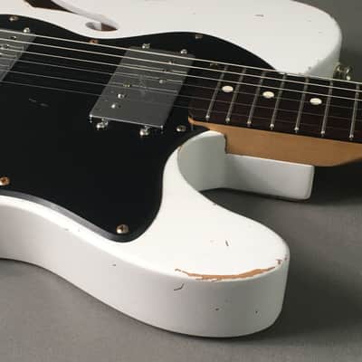 Vintage Custom USA Made Semi-Hollow TL72 Thinline Tele Chambered F Hole Relic White Fender Wide Ranges 6.6 Lb HSC image 6
