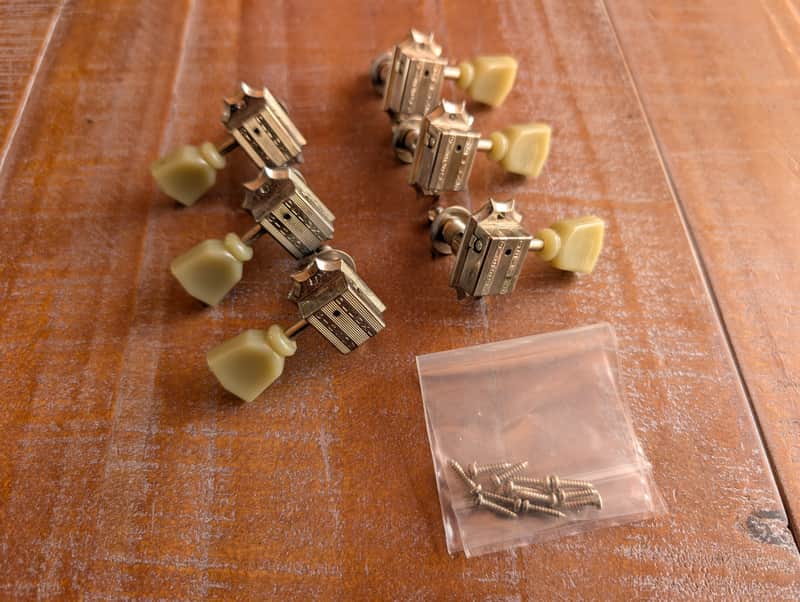 2001 Gibson Deluxe Tulip Vintage Style Tuning Pegs Set 3+3 CLEAN image 1