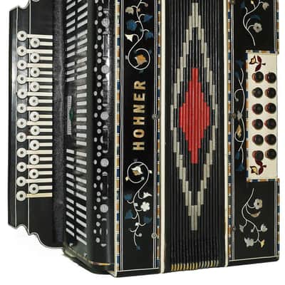 Hohner Antique Decorated Vintage Button Accordion Garmon Squeezebox Concertina, 2227, made in Germany Amazing Wonderful sound image 6