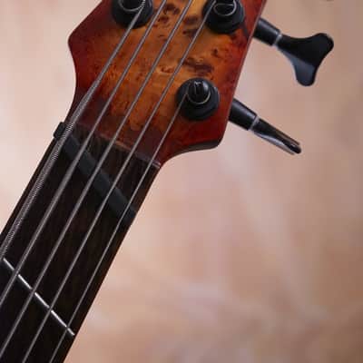 Ibanez SRMS805 5-String Electric Bass Guitar in Brown Topaz Burst, 2017 Model image 5