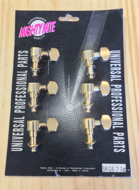 Mighty Mite Dual Pin Gold 6 Inline Electric Guitar Tuning Machines image 1