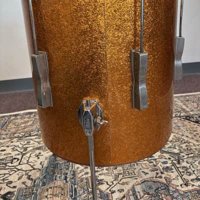 Ludwig 1960s Club Date Floor Tom 14x14" - Gold Sparkle (Rewrap) image 4