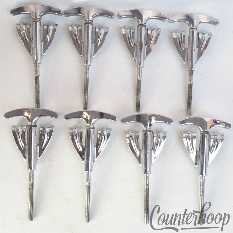 *Ludwig 8x Bass Drum Tension T-Rods+Claws Super Classic Chrome USA Vintage 60s* image 1