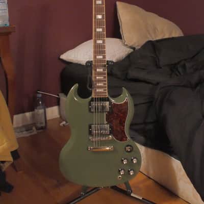 Gibson CME Exclusive SG Standard with T-Type Pickups, Tortoise Pickguard 2018 - Olive Drab image 7