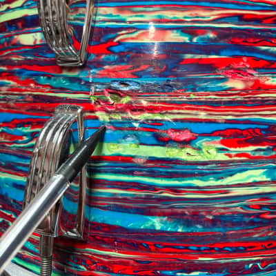 Ludwig Psychedelic Red 9x13" Rack Tom w/ Keystone Badge 1968-1969 // RARE!! // image 5