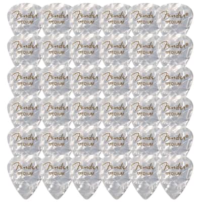 Fender Premium Celluloid 351 Shape Picks, Medium, White Moto - 36 Pack image 1