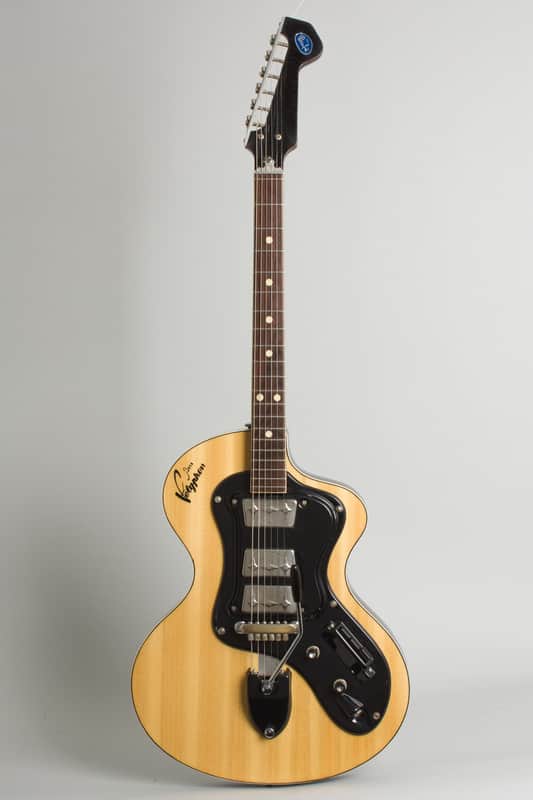 Wandre  Polyphon Beta Semi-Hollow Body Electric Guitar (1964), black soft shell case. image 1