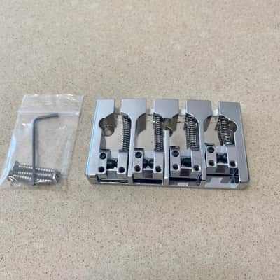Hipshot A-Style (Type A) 4-String Bass Bridge 5A4FM1BC Fender FM1 5-hole Retrofit Brass Chrome Jazz image 1