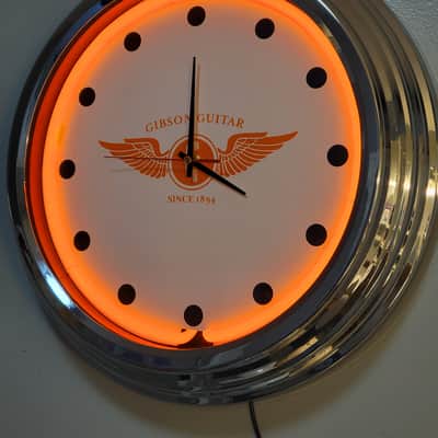 Gibson Guitars Orange Neon Wall Clock Killer Cool Man Cave, Bar, Garage Item image 4
