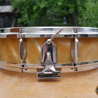 Sonor Teardrop D422 D421 Snare 14" x 4,5" 6-ply Gold Satin Flame Vintage Mid 60s image 3