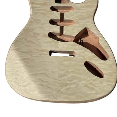 Mahogany Wood Guitar SSS Stratocaster Strat Style Body with Veneer Quilted Maple Top image 1