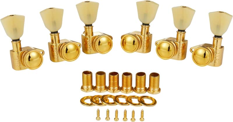 Gold 3+3 Locking Tuners 21:1 Locking Tuning Machines Locking Tuning keys with Vintage Keystone Buttons for USA LP/Les Paul/SG/ES/Acoustic Guitars image 1