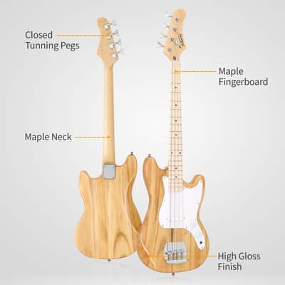 Glarry 30in GB Electric Bass Guitar Short Scale Burlywood image 5